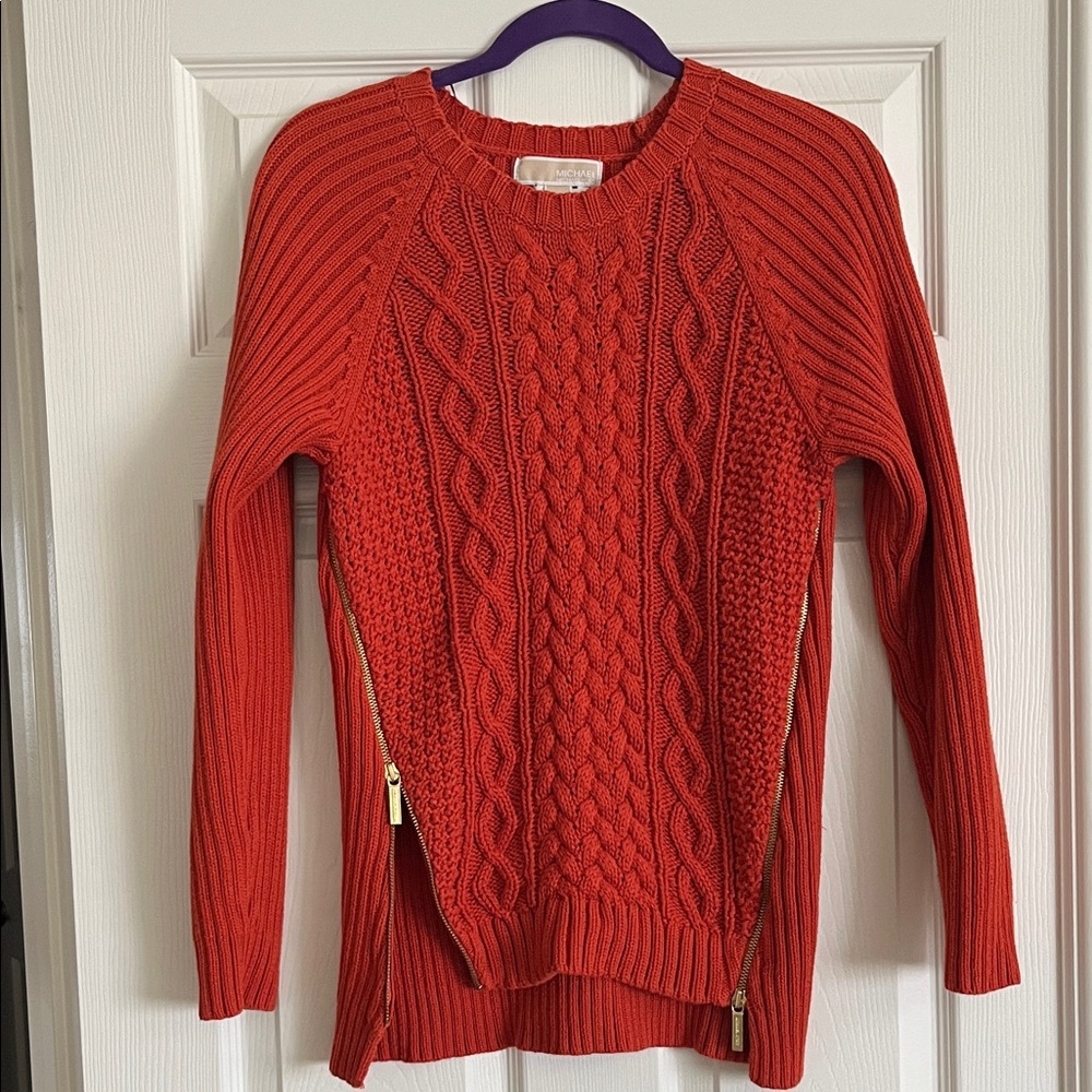 Michael Kors Cable-Knit Crewneck Sweater - Burnt Orange